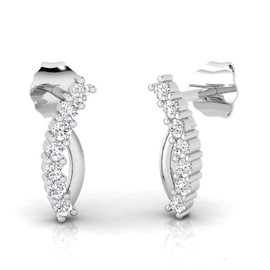 IGI Certified 1/6 Carat Natural Diamond Sterling Silver Casual Stud Earrings for Women (I-J Color, I2-I3 Clarity)