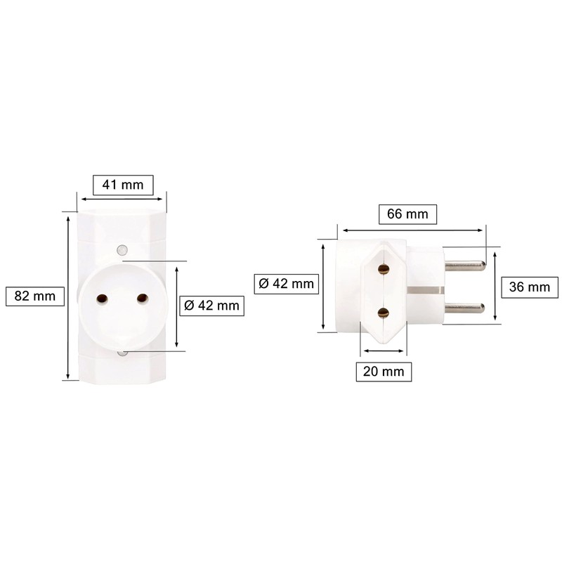 KOTARBAU® Multi Socket White Triple Sockets Earth Two Flat and