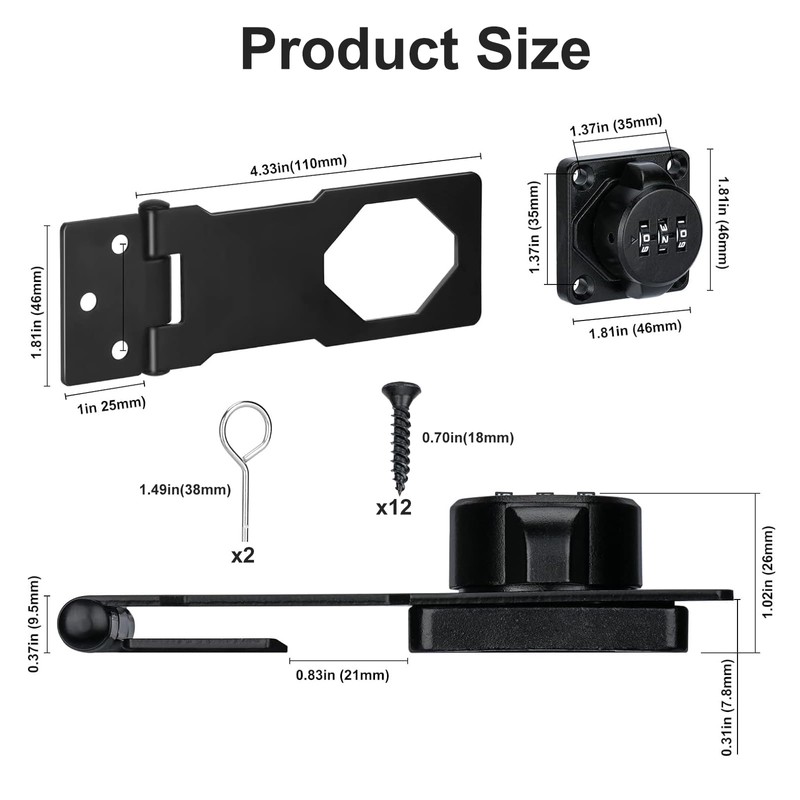 MIYUANGKJ Pack of 2 Hasp Combination Lock 5 Inch Security