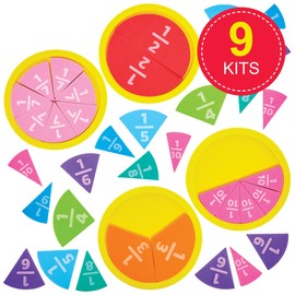 Baker Ross FN112 Learn Fractions Foam Kits - Pack of 9, STEM, Science, Maths and Learning Aids for Kids and Schools