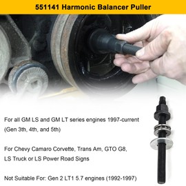 Harmonic Balancer Puller 551141 Crank Install Tool Compatible with GM 1997-Up LS1/LS Engines, Crankshaft Installation Crank Pulley