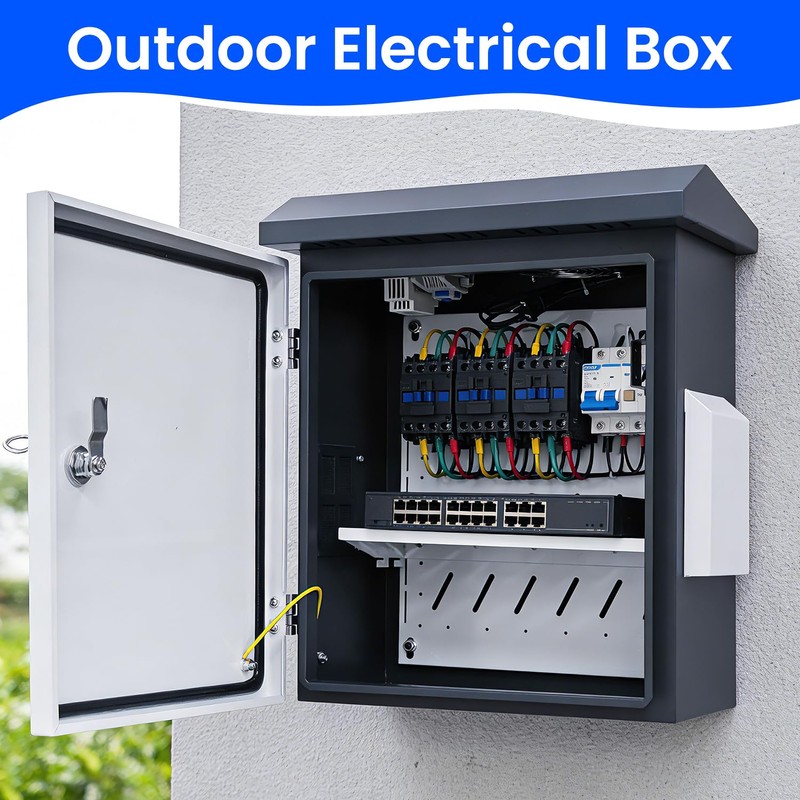Waterproof Outdoor Electrical Box with Thermostat & Fan, 15.7" H