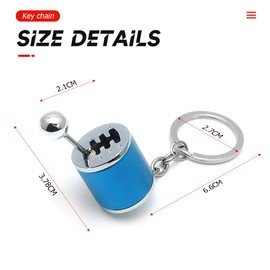 JNNJ Zinc Alloy Car Shifter Gear Model Key Ring, 6-Speed Gear Lever Key Ring Gadgets, Creative Accessories for Car Keys (Blue)
