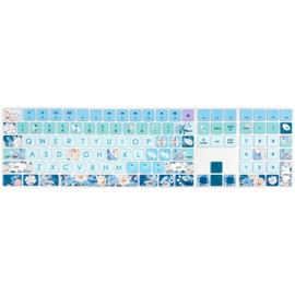 WSLUCKO Silicone Keyboard Cover Skin for 2017/2018 Apple iMac Wireless Magic Keyboard with Numeric Keypad (Model:MQ052LL/A A1843), US Layout, Peony