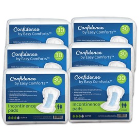Confidence by Easy Comforts Adult Incontinence Pads Super Absorbency, Postpartum Incontinence & Bladder Leak Liners, Leak-Free Protection, Case 180 Count