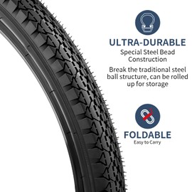 YUNSCM 2-PCS 26" Road Bike Tires 26x1.95/50-559 Compatible with 26 x 1.95 26x2.0 Bike Bicycle Tires (Y-686)
