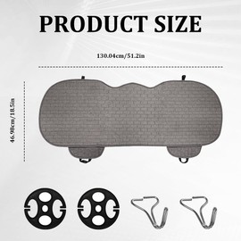 Lyxheth Linen Back Car Seat Cover, Rear Seat Pad, Anti-Slip Long Bottom Rear Seat Cover Protector with Storage Pockets, Breathable Comfortable Rear Cushion Cover Universal for Cars (Grey, Back)