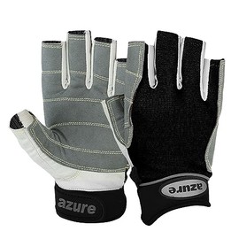Azure sailing Gloves STOPWATCH FRIENDLY STRONG STITCHING,Best enforced PALM, Breathable -Cut Finger (Grey/Black Small)