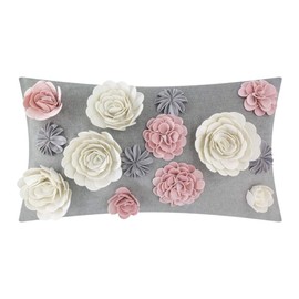 King Rose Handmade 3D Flower Throw Pillow Cover Decorative Cushion Case Home Sofa Couch Bed Decor 14 x 24 Inches Colorful