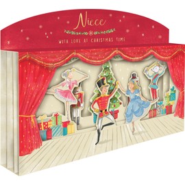 Special Niece Spectacular 3D Nutcracker Scene Christmas Card Freestanding Cards XSPT012