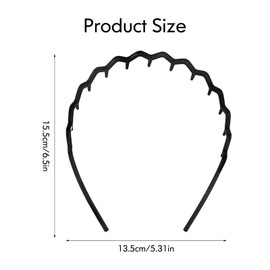 Zickzack Haarreif 4 Stück Haifischzahn Haarkamm Haarband Gewellte Kunststoff Stirnband Make Up Haarreif für Sport Fitness Tägliches für Damen und Mädchen (Vollschwarz)