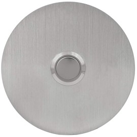 Waterwood Round Doorbell in Silver 1/8" Thick Grade 304 Stainless Steel - Adhesive Mount/Rust Proof - 2.75" W x 2.75" H x 0.19" D