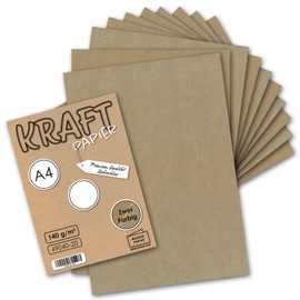 100 x Vintage Kraft Paper DIN A4 140 g - 2-Colour Natural Brown/Grey Recycled Paper, Ecological Letter Sheet Letter Paper