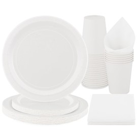 Party Tableware 96 Pieces White Kids Birthday Girls Party Decoration Accessory Set Paper Tableware Set