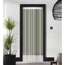 ZEBRA BLINDS String Curtain, Door Fly Screen Curtains, Door Strings, Tassel Curtains for Doorway, Window Decor String Panel Stripe, Stylish Room Divider, Panel Fringe Curtain (White, 100 x 210 cm)