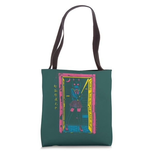 Creepy Girl Cat Grunge Slasher Pastel Goth Anime Horror Tote