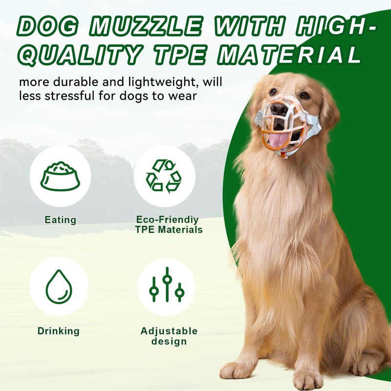 Dog Muzzle, Basket Muzzle Anti Biting Chewing, Sturdy Lightweight Allows