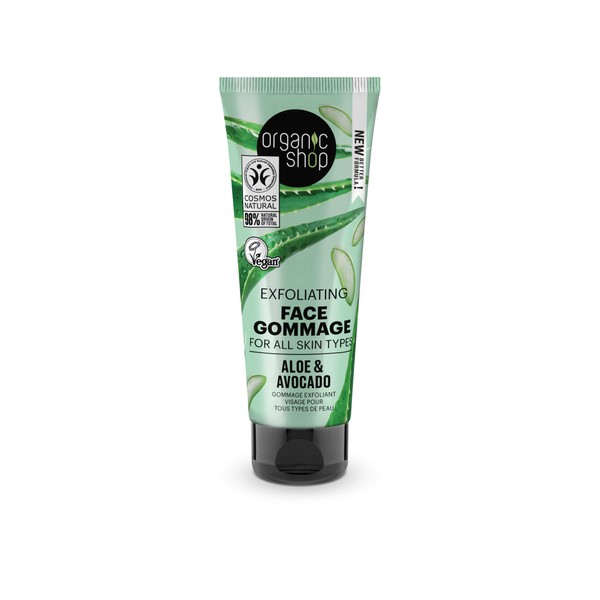 Organic Shop Exfoliating Face Gommage for All Skin Types Avocado and Aloe (75ml)