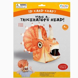 Fiesta Crafts Triceratops 3D Dinosaur Mask Kit - Colourful & Easy to Assemble Dino Head Costume-Complete Set to Improve Motor Skills, Creativity, & Imagination - Fits Kids & Adult Heads