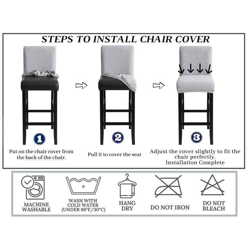 SPRINGRICO Bar Stool Covers Set of 4, Stretch Washable Barstool