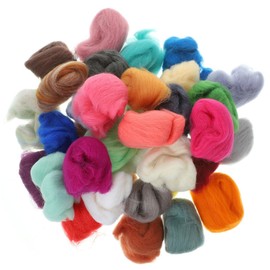 Operitacx 36 Pieces Felt Material Kit Felting Wool Yarn Set Rainbow Felt Needles for