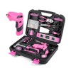 143 Pcs Pink Homeowner Tool Set with 3.6V Cordless Screwdriver