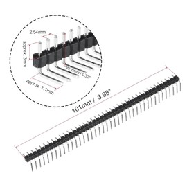 Unifizz 2.54mm Pitch Right Angle Single Row Male Pin Header 1x40P Bent Pin Circuit Connector for PCB Board Prototyping Pack of 15
