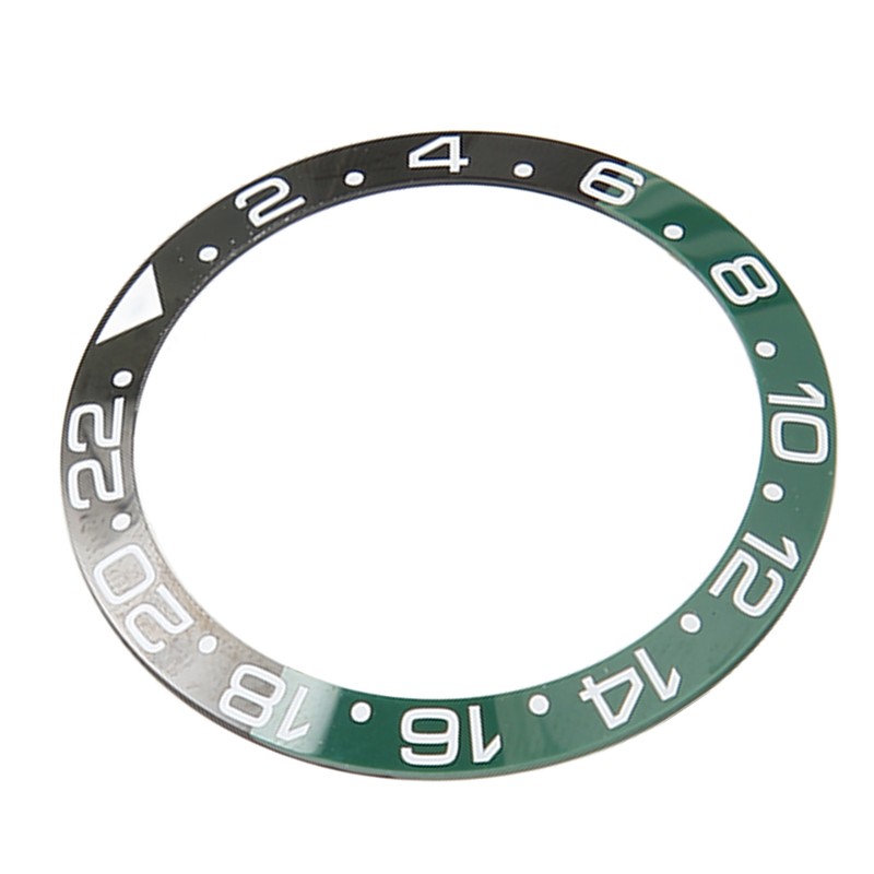38mm Diameter GMT Watch Bezel Insert Ring Black Green Base
