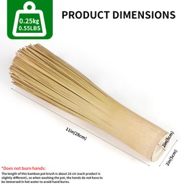 Ring-far Bamboo Pot Brush, Refined Kitchen Cleaning Brush, Traditional Natural Bamboo Wok Brush, One Piece Structure,Powerfully Scrub Pots and Jars of Stains, 2 Pack (Large, Flat Mouth)