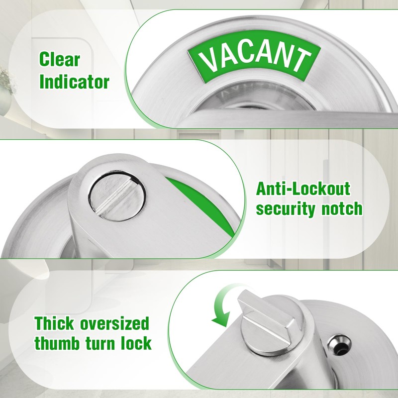 Feeloco Indicator Privacy Lock and Door Lever,Vacant Occupied Bathroom Lock