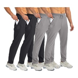 ALIMENS & GENTLE 4-PACK Men's Stretch Jogger Pants, Comfortable Athletic Pants with Pockets for Active Wear, Lightweight & Breathable - Color: BK1-BK2-GRAY1-GRAY2, Size: XL