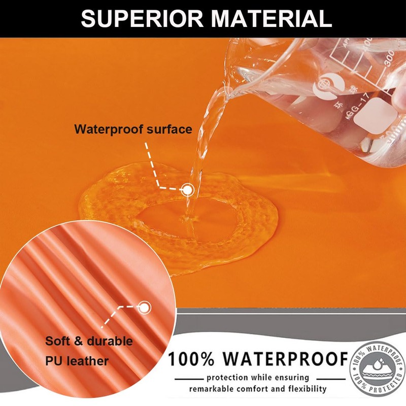 Bifaunvogel Waterproof PU Bar Stool Covers, Slipcovers, Counter Height, Orange,