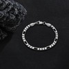 LuxGoth Stainless Steel Figaro Link Chain Bracelet Italian Diamond-Cut Figaro