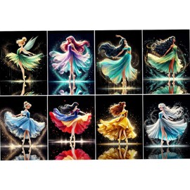 RYMILIE 8 Pack Diamond Painting Kits for Adults,Diamond Painting Kits,5D Princess Diamond Art Kits for Adults Beginner Gem Art Full Drill Diamond Dots Art Home Wall Decor 12x16inch