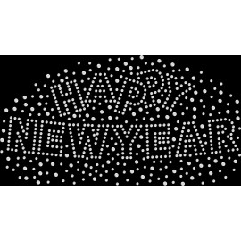 Rhinestone Bling Sparkle Iron On Transfer DIY Happy New Year Sparkle White