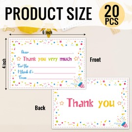 HQLOW Funny Confetti Colorful Kids Thank You Cards Fill in the Blank with Envelopes, Thank You Notes Kids 20 Card Set for Boys or Girls (4 * 6 inches) -10