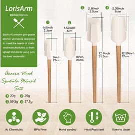 LorisArm Wooden Handle Spatula Set, 12" & 9" Rubber Spatula Silicone Spatulas for Baking Cooking and Mixing.