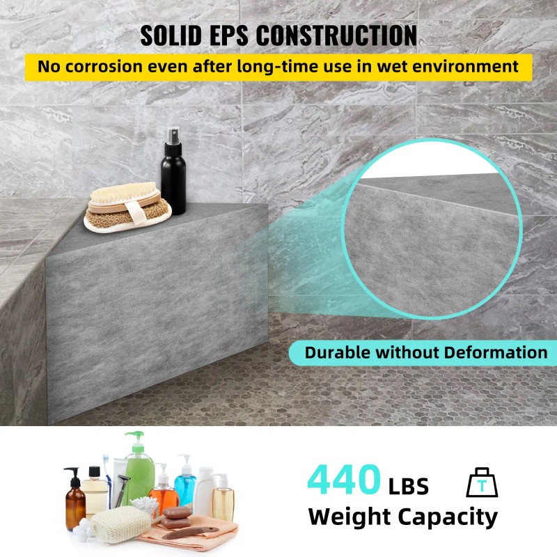 22.4\" X 16\" X 20\" Factory-Ready Tileable Shower Seat 100%