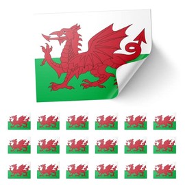 20 X Wales Welsh Dragon Flag Stickers - Rectangle Event Laptop Travel Party 8.5xm x 5.5cm