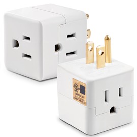 3 Outlet Wall Adapter tap，3 Outlet Power Outlet Extender, 3 Way Plug Adapter,Multi Plug Wall Outlet Extender for Home or Travel,UL Listed 2PCS