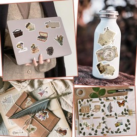 QTL Vintage Stickers for Kindle Scrapbook 100Pcs Retro Scrapbooking Stickers for Girls Teens Adults Water Bottles Laptop Planner Junk Journal Vinyl Waterproof Pack