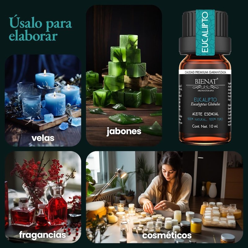 Bienat Aceite Esencial de Eucalipto 10mL Natural Difusor y Aromaterapia