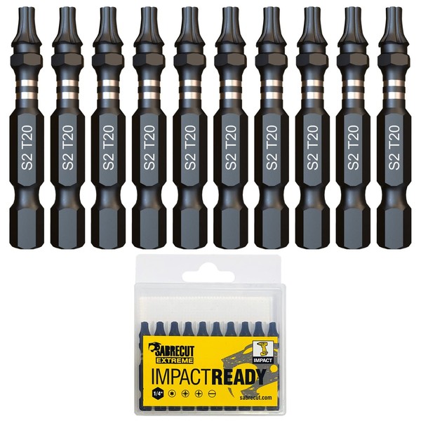 10 x SabreCut SCTX2050_10 50mm T20 TX20 Impact Screwdriver Driver