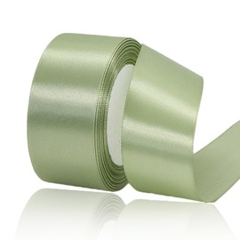Sage Green Ribbon 1-1/2 Inch, 25 Yards Solid Color Satin Ribbon for Gift Wrapping, Christmas Trees, Hair Bows Making, Gift Tags, Wedding Party, Flower Bouquets and DIY Crafts Projects