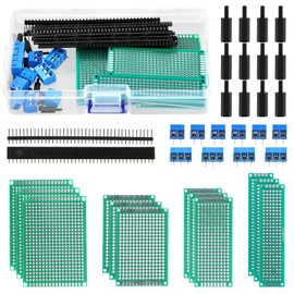 QWORK® 46 Stück Leiterplattenset, Doppelseitige Prototyp-Leiterplatten, PCB Board Kit mit Stecker-/Buchsenleisten und Schraubklemmen