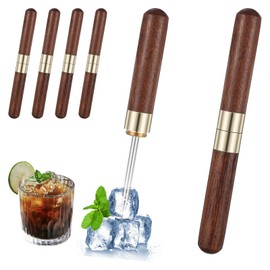 YBEATY 4 Pcs Ice Picks With Caps Cover Non-Slip Wooden Handle Pick Stainless Steel Ice Breaker Tool for Bars Kitchen Bartender Picnics Camping Restaurant Breaking Tea Knife Easy Grip