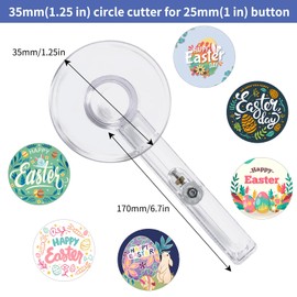 Happizza Circle Cutter, Circle Paper Cutter for 25 mm/1 inch Button Maker, Adjustable Multi-Size Button Maker Round Circular Cutter, 35mm/1.38 inch to 170mm/6.69 inch Diameter