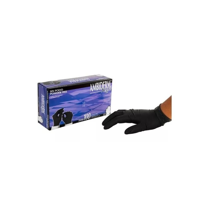 Ambiderm Guantes Látex Negro Sin Polvo Ambiderm Chico C/100 Guantes