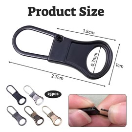 Pack of 25 Zip Zippers, Colourful Zipper for Zip, Zip Repair Replacement Set, Removable Zip Pendant Metal, Removable Metal Zip Replacement Zipper