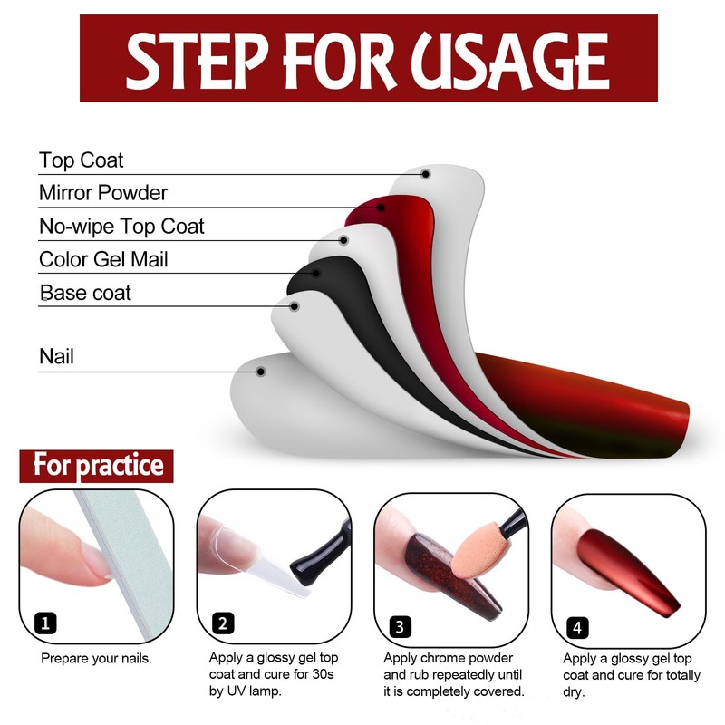 Artdone Artdone 16Jars Chrome Nail Powder Magic White Pearl Kit